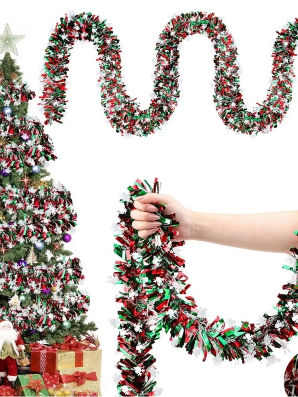 Yuxung 49.2 Ft Christmas Tinsel Garland Metallic Garland